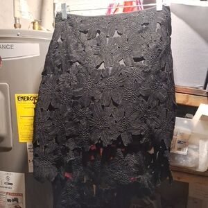 Signature8 Black Floral Lace High-Low Skirt